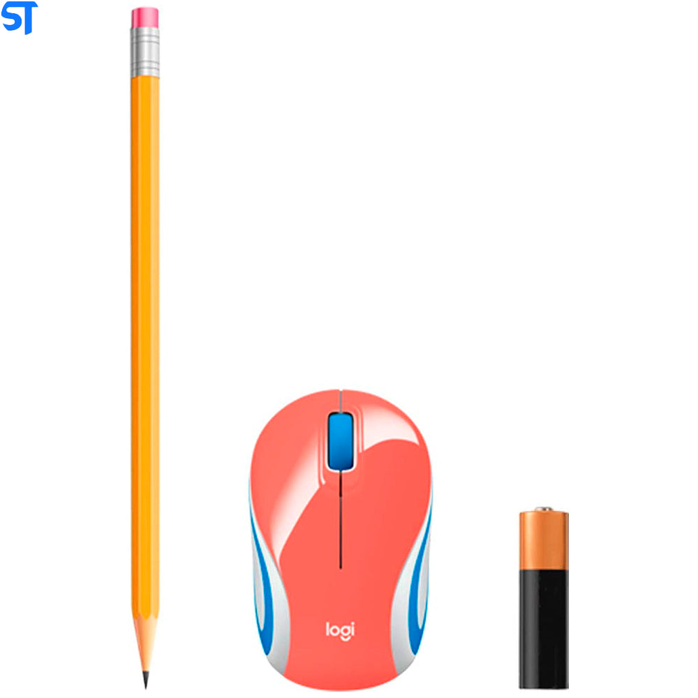 Mini Mouse Sem Fio Logitech M187 Com Receptor Conexão USB e Pilha Inclusa - Coral